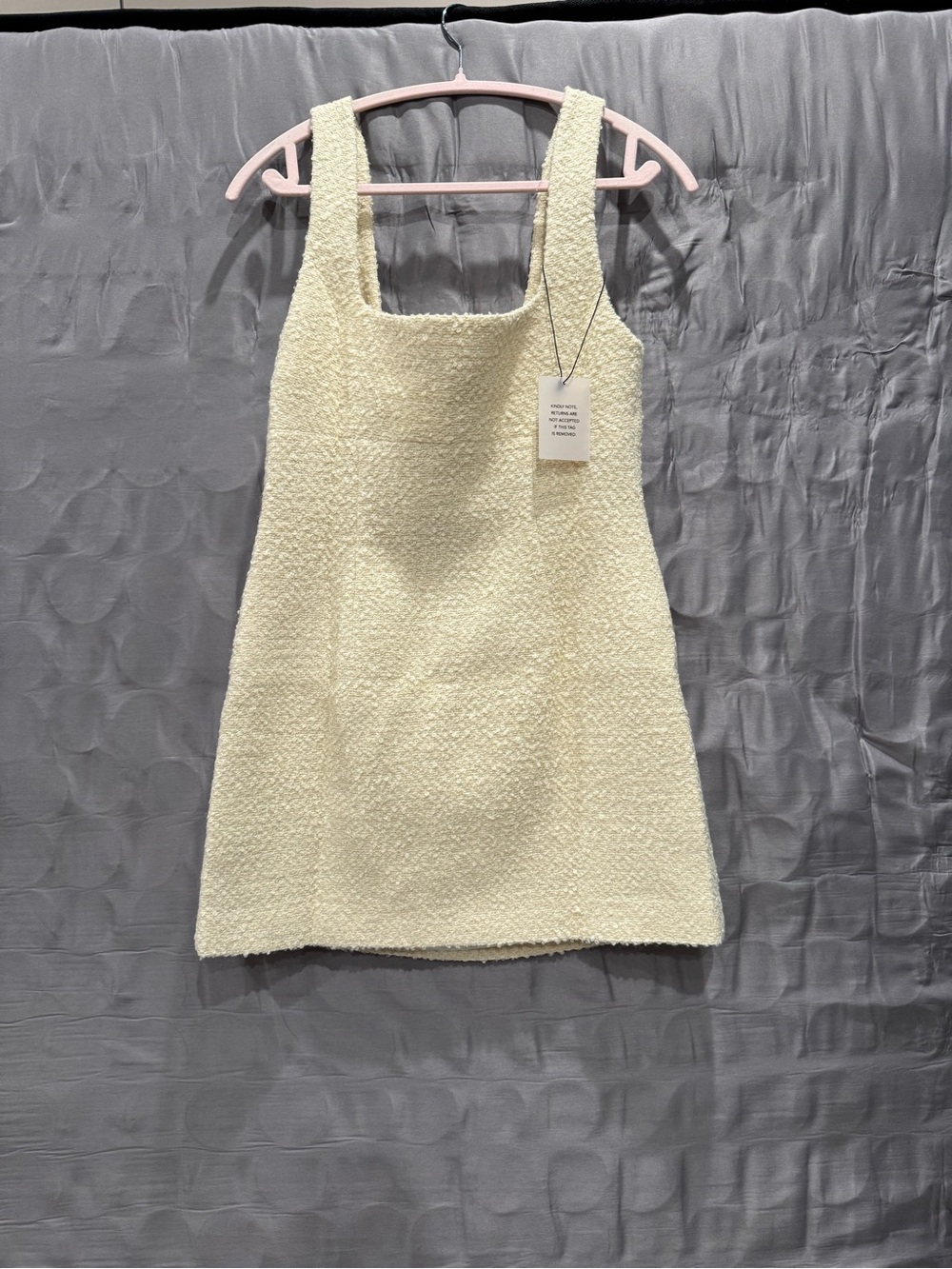 L'Academie Cream Bouclé Square-Neck Mini - Picture 3 of 5
